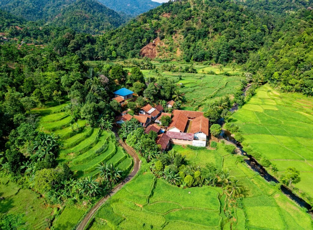 Stunning aerial shot of rice terraces