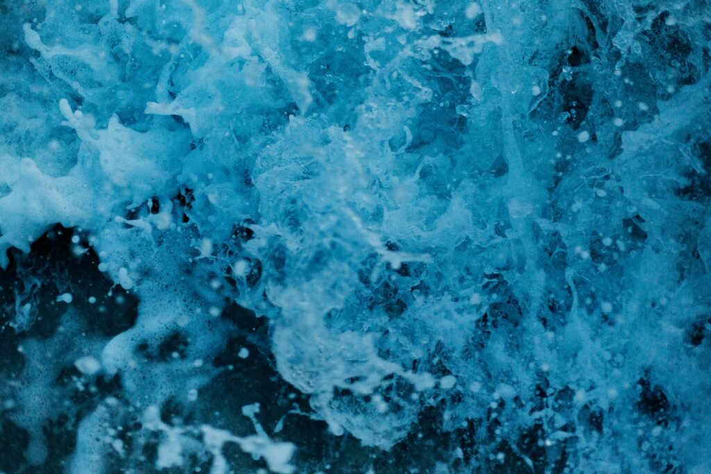 Dynamic close-up of vibrant blue waves